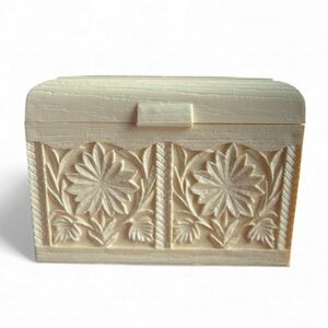 Lerner Melwood Recipe Box Floral Faux Wood Cream 1970s Vintage